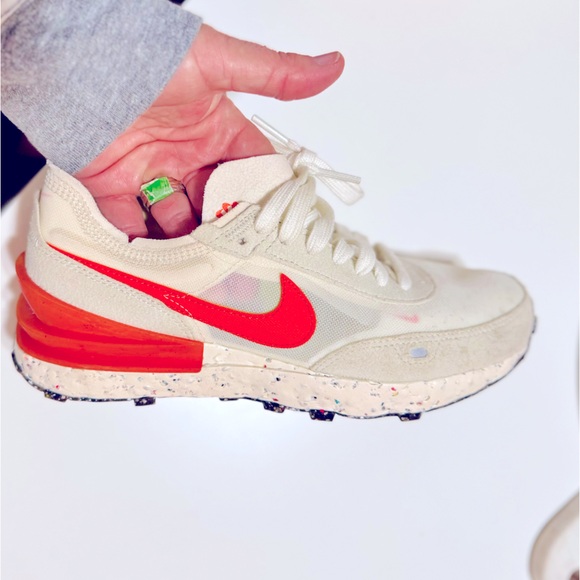 NIKE Waffle One Crater SE Pale Ivory Orange Tennis Shoes Women’s Sneakers - Picture 6 of 12